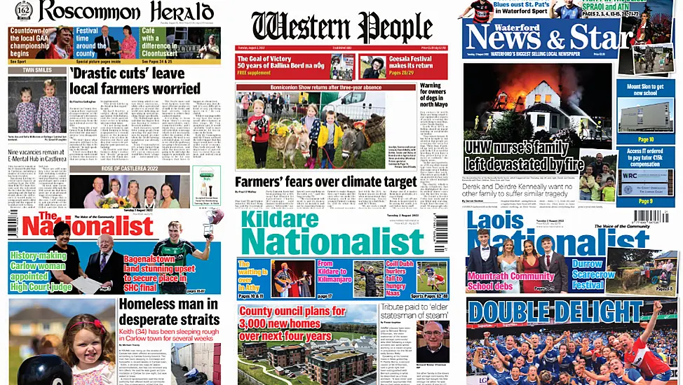 What The Regional Papers Say: Farmers Concerned Over Climate Emission Targets, 3,000 Homes To Be Built In Kildare