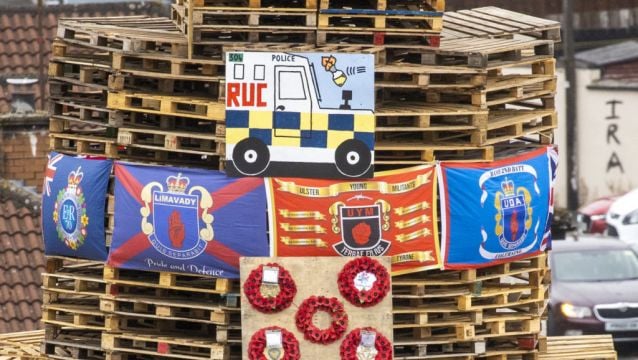 Dup Leader Condemns Placing Of Flags And Images On Nationalist Bonfire