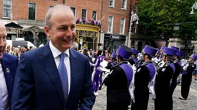 Taoiseach Greets Us Marching Band Ahead Of American Football Clash In Dublin