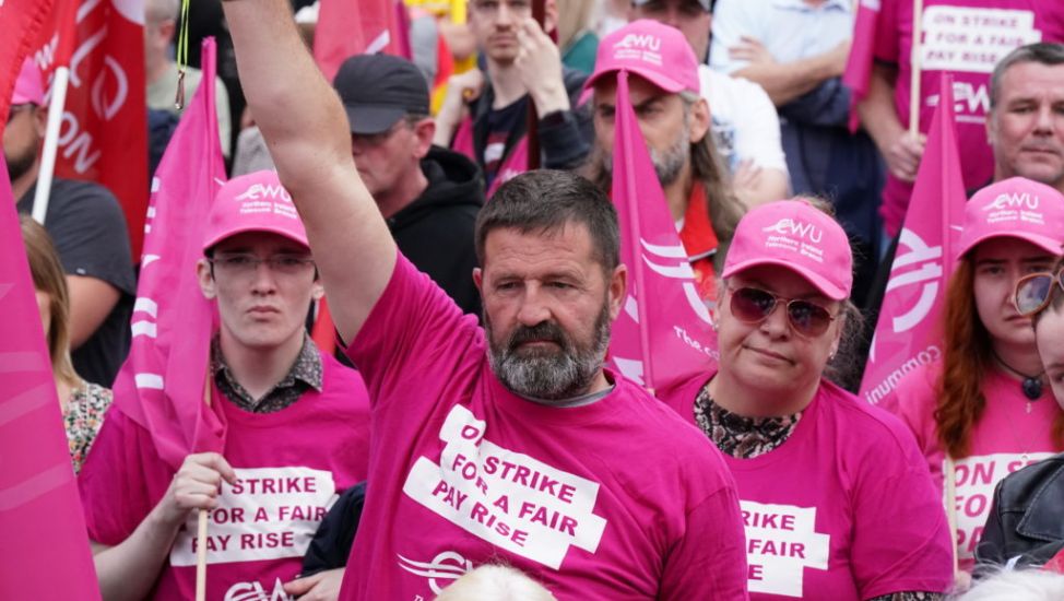 Postal And Telecoms Workers Hold Strike Rally In Belfast