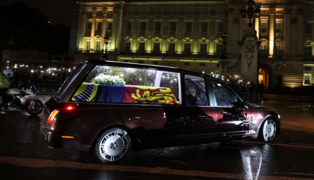 Queen Elizabeth’s Coffin Returns To Buckingham Palace Ahead Of Lying In State