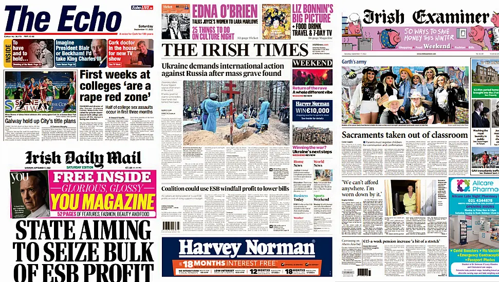 What The Papers Say: Saturday's Front Pages