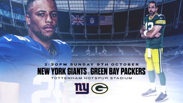 New York Giants v Green Bay will be broadcast live on Virgin Media Two