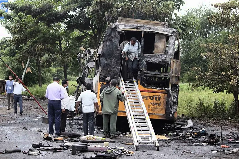 Twelve Killed As Bus Catches Fire In West India