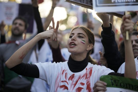 Chanting Crowds March In Germany And Us In Support Of Iran Demonstrators