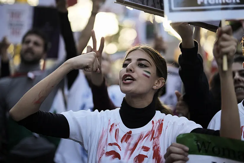 Chanting Crowds March In Germany And Us In Support Of Iran Demonstrators