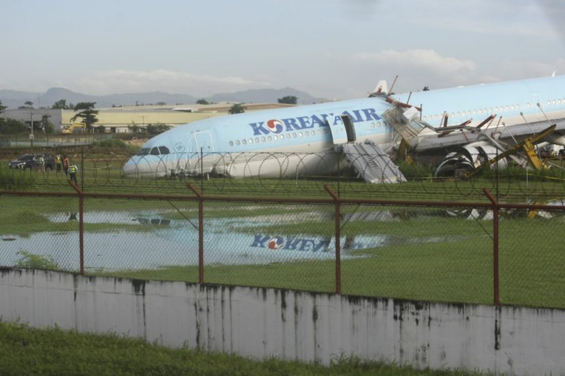Korean Air Plane Badly Damaged After Overshooting Runway In Philippines