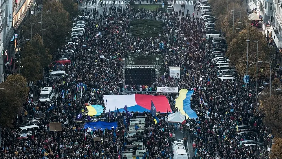 Czechs Rally Against Rising Extremism And Voice Support For Ukraine