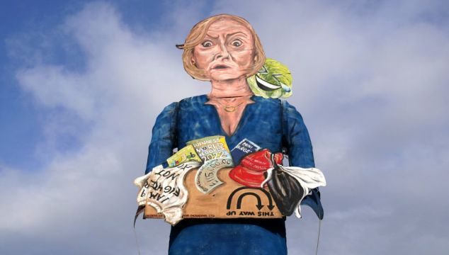 Liz Truss With A Lettuce On Her Shoulder Unveiled As Bonfire Effigy