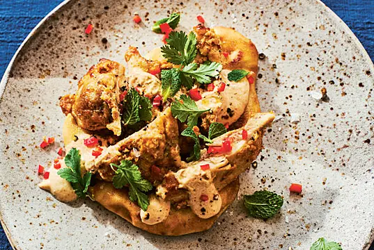 Prue Leith’s Chicken Tikka With Yoghurt On Naan Recipe