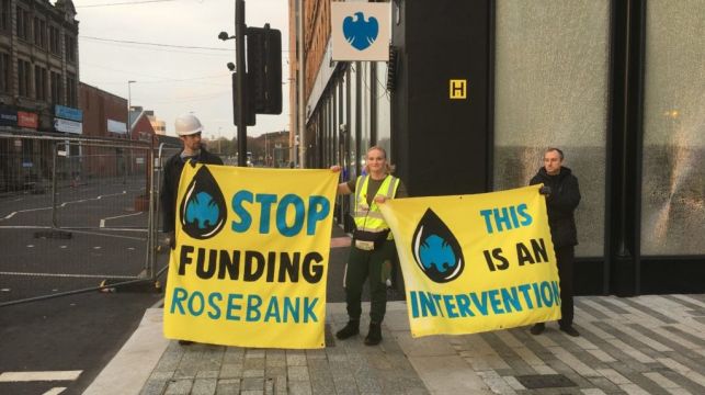 Climate Activists Smash Glass Of Glasgow Bank