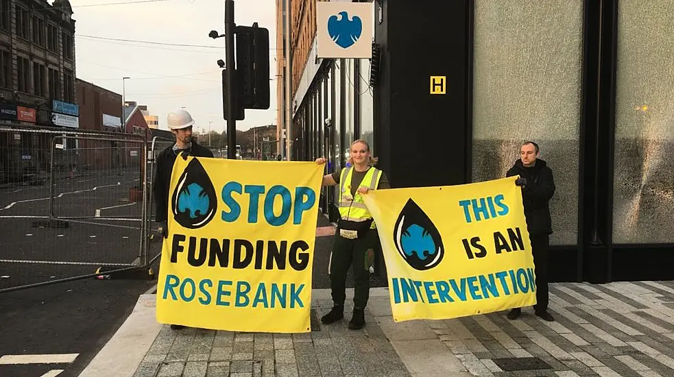 Climate Activists Smash Glass Of Glasgow Bank