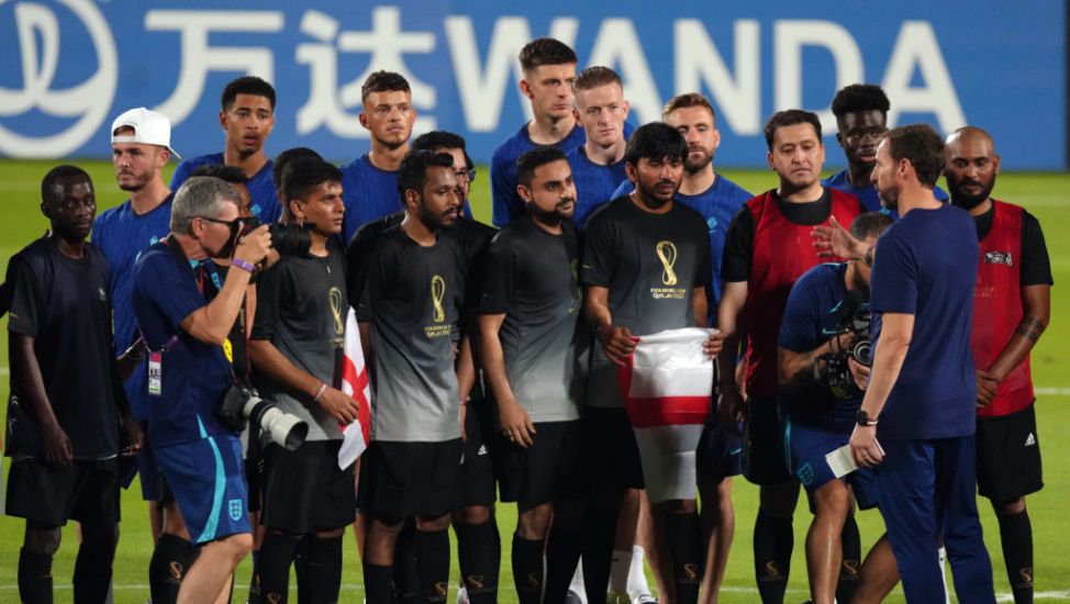 England Squad Meets Migrant Workers In Qatar Ahead Of World Cup