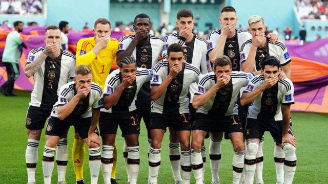 German Players Cover Mouths For Team Photo In Protest Over Onelove Armband Ban
