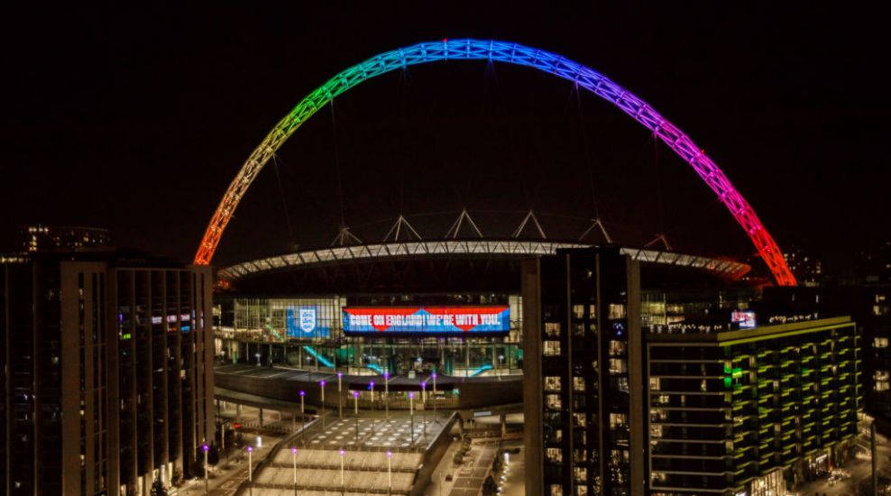 Wembley Arch Lit Up In Rainbow Colours For England-United States World Cup Clash