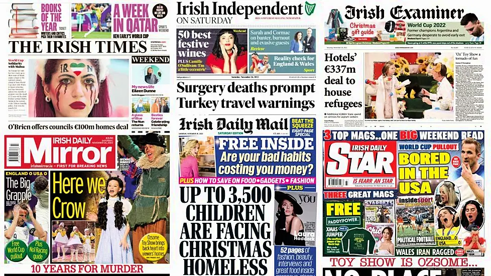 What The Papers Say: Saturday's Front Pages