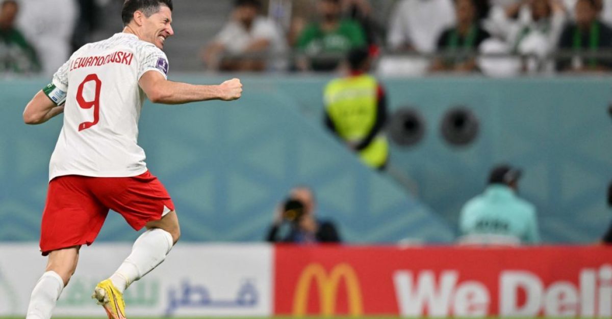 Poland's Robert Lewandowski's emotional reaction to 1st World Cup goal