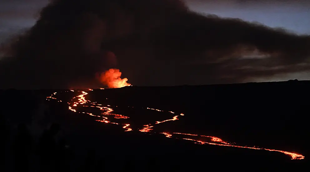 Volcanic Lava Approaches Key Road On Hawaii’s Big Island