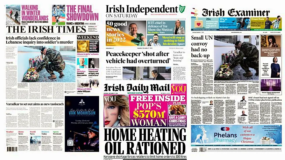 What The Papers Say: Saturday's Front Pages