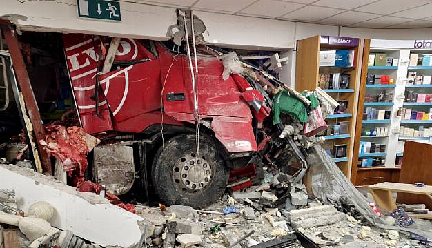 Lorry Skids On Black Ice And Crashes Into Pharmacy