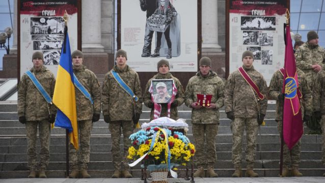 Ukrainians Honour Dead Fighter With Outdoor Funeral In Kyiv