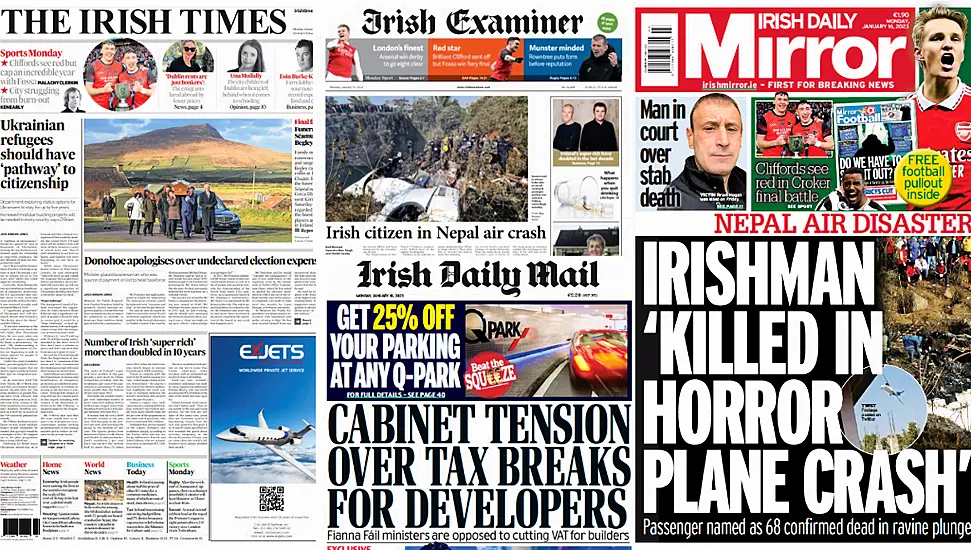 What The Papers Say: Monday's Front Pages