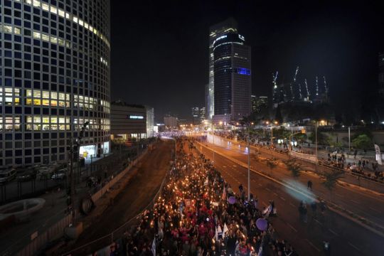 Tens Of Thousands March Through Tel Aviv Against Judicial Reforms