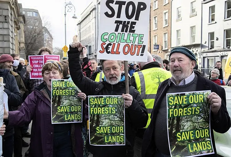 Hundreds Protest Outside Leinster House Over Controversial Coillte Deal