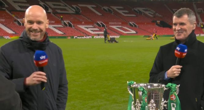 Watch: Roy Keane Asks Erik Ten Hag For Tickets To League Cup Final