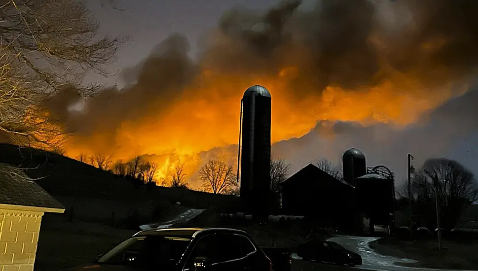 Residents Evacuated As Train Derailment Causes Large Fire In Ohio