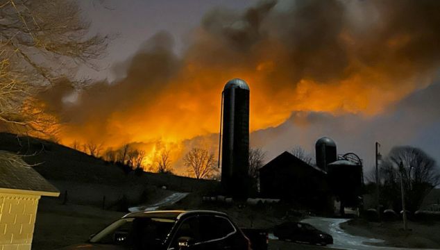 Residents Evacuated As Train Derailment Causes Large Fire In Ohio