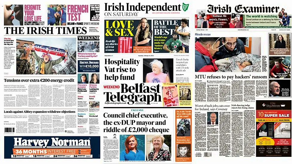 What The Papers Say: Saturday's Front Pages