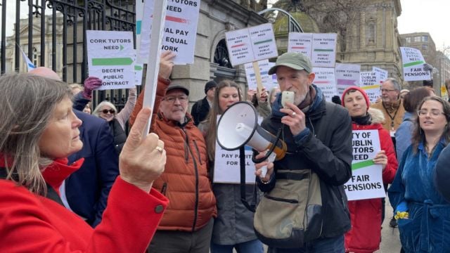 Tutors Gather At Leinster House To Protest Against ‘Ridiculous’ Work Conditions
