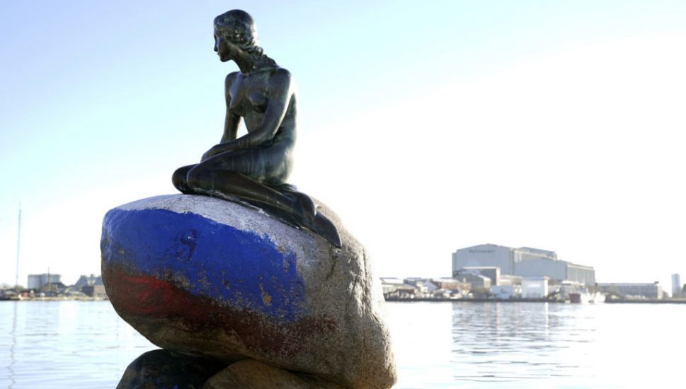 Vandals Paint Copenhagen’s Little Mermaid Statue In Colours Of Russian Flag