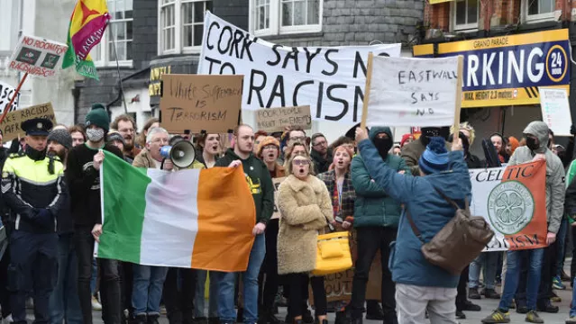Gardaí Separate Anti-Migrant And Anti-Racism Protesters In Cork