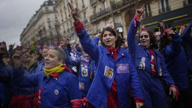 Thousands March Against French Pension Reforms On International Women’s Day