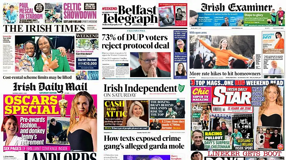 What The Papers Say: Saturday's Front Pages