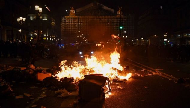 Protesters Set Rubbish On Fire As French Government Scrapes Through No-Confidence Vote