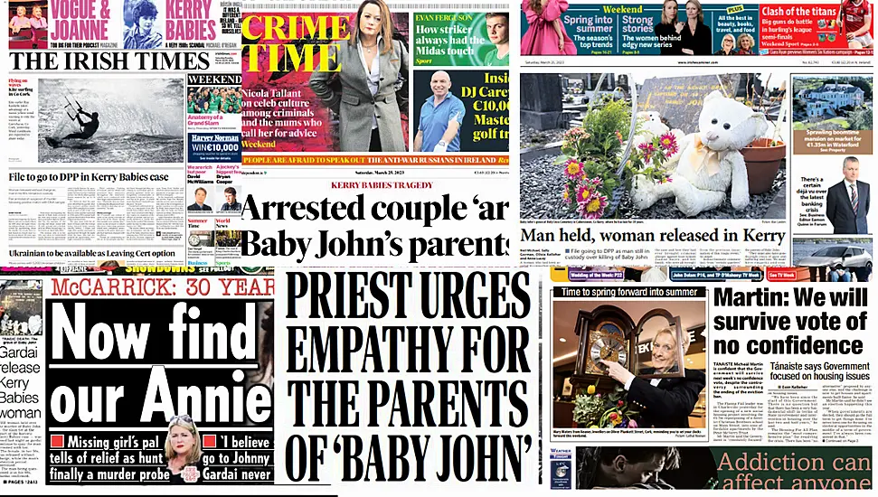 What The Papers Say: Saturday's Front Pages