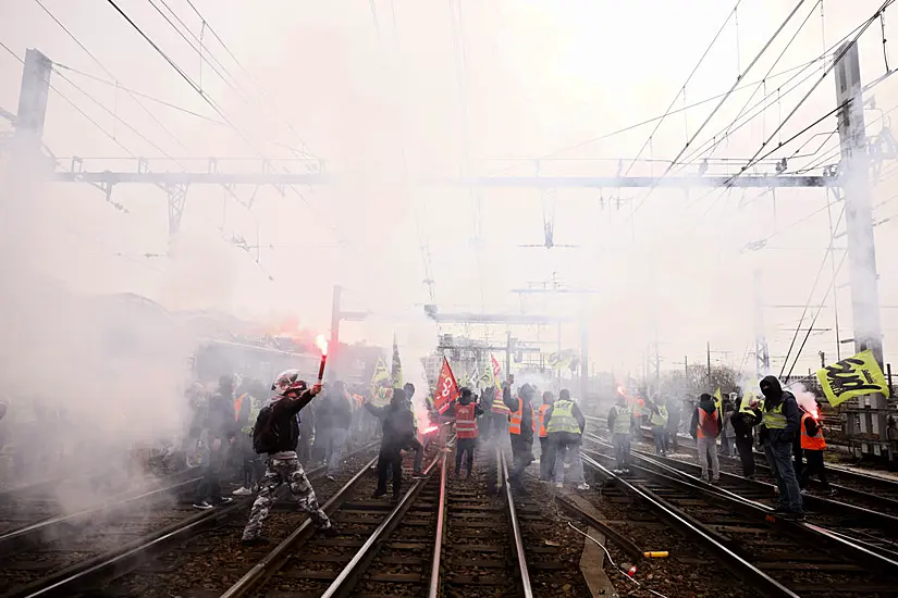 French Workers Block Train Tracks During Pension Reform Protests