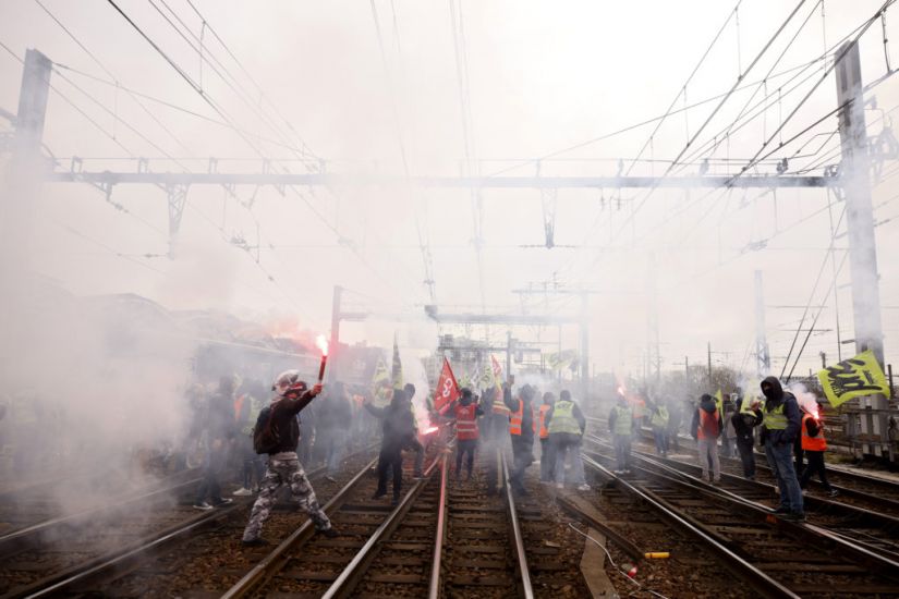 French Workers Block Train Tracks During Pension Reform Protests