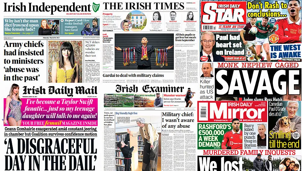 What The Papers Say: Thursday's Front Pages