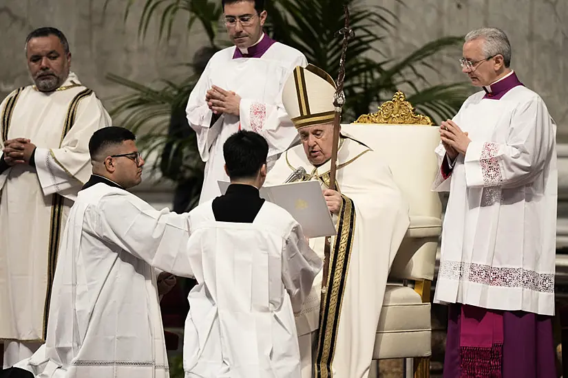 Pope Leads Holy Thursday Service In Vatican Basilica