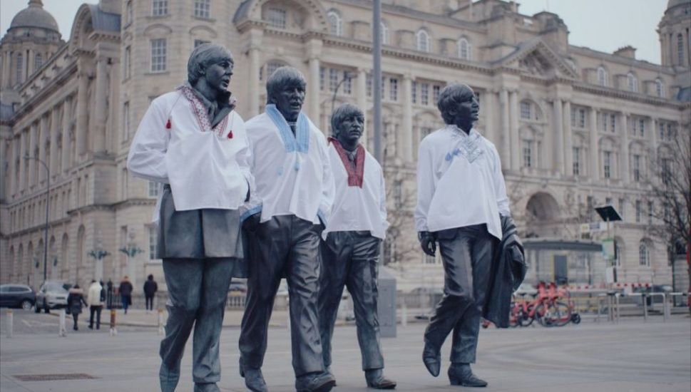 The Beatles Statue Dressed In Ukrainian Clothing Ahead Of Eurovision