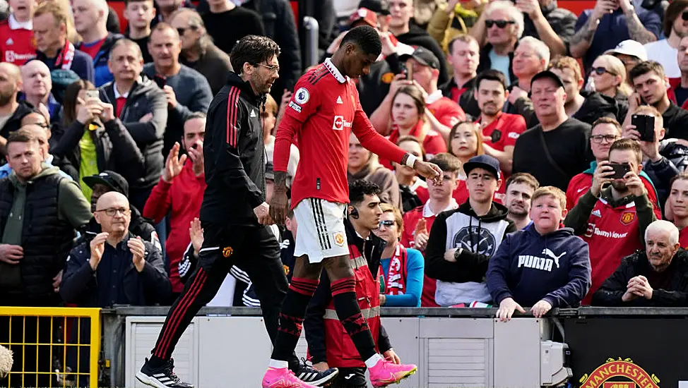 Erik Ten Hag Facing Anxious Wait After Marcus Rashford Limps Off Against Everton