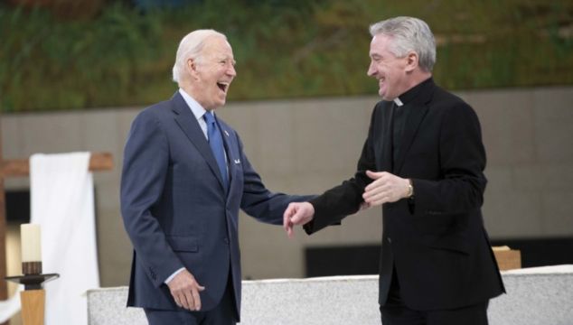 Biden Shares A Laugh With Priest As He Tours Knock Shrine