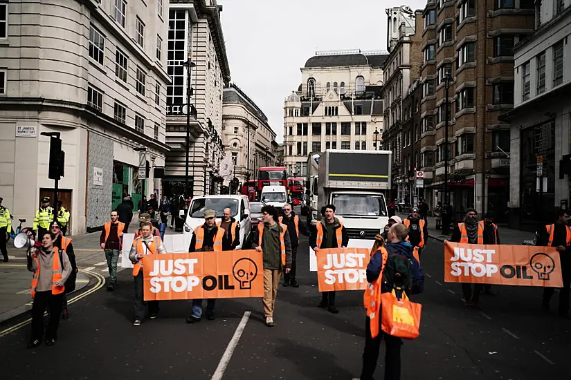 Just Stop Oil Activists Disrupt Traffic In Central London