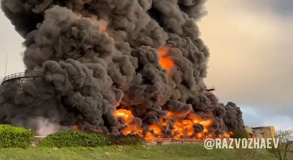 Drones Cause Massive Fire At Crimea Oil Depot, Russian Official Claims