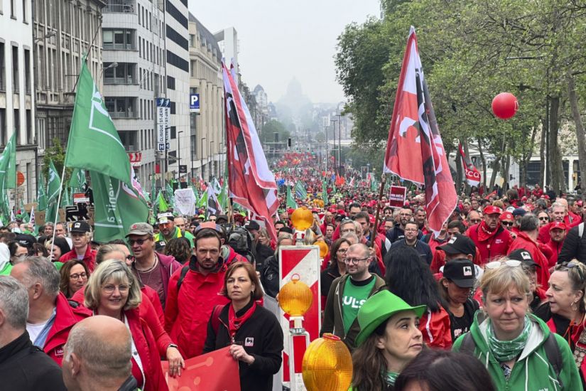 Thousands Of Belgian Union Members Stage Protest Over Working Conditions