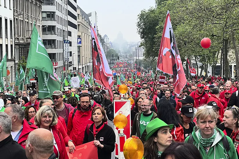 Thousands Of Belgian Union Members Stage Protest Over Working Conditions